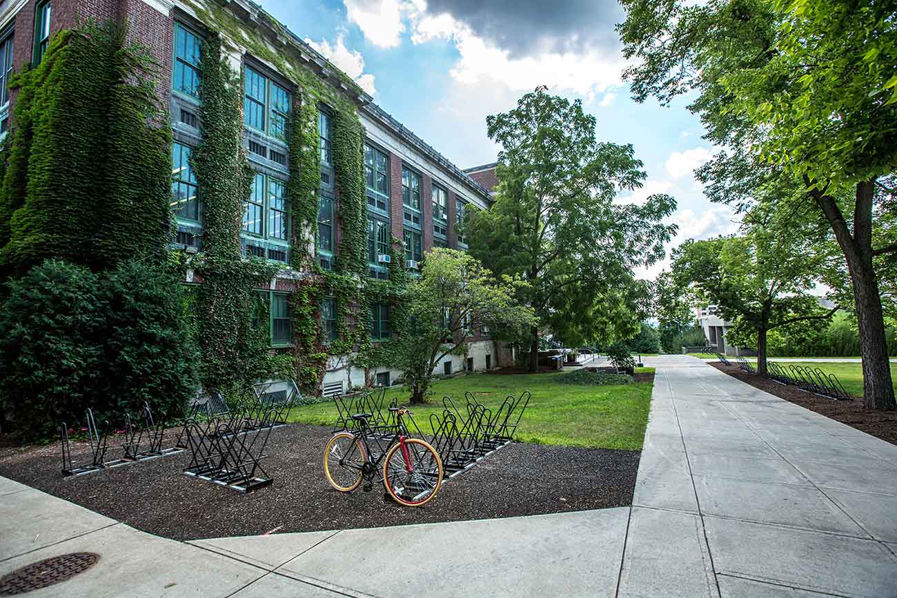 school open with bike rack outside